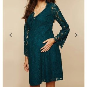 Maternity bell sleeve lace dress